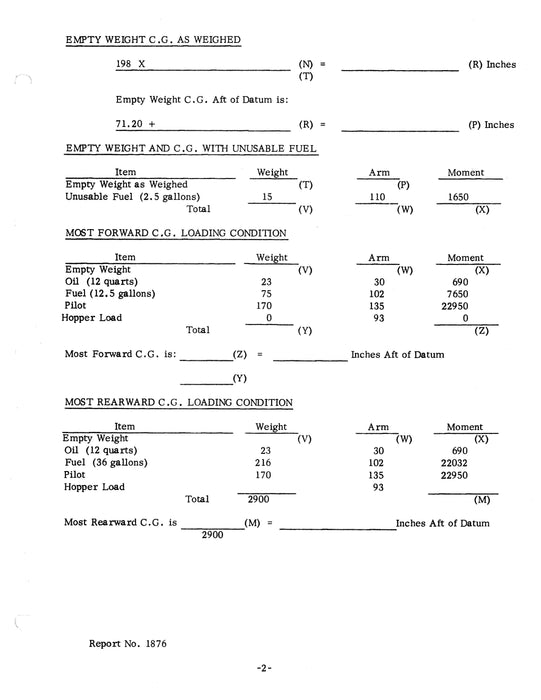 Piper PA25-235 Weight and Balance (1876)