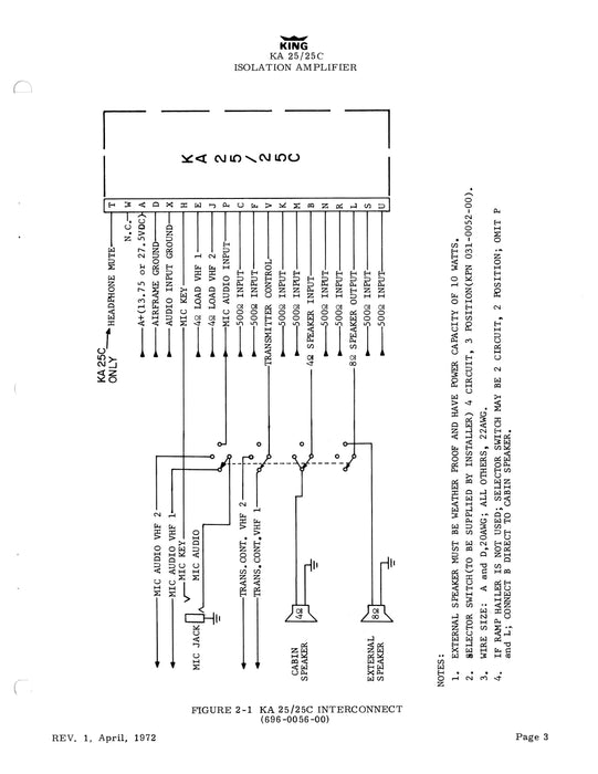 King KA 25-25C Isolation Amplifer Installation Manual (006-0027-01)