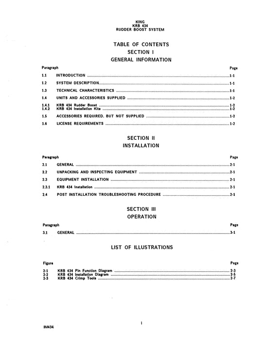 King KRB 434 Rudder Boost System Installation Manual (006-0696-00)