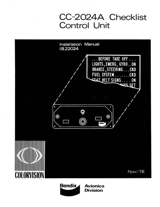 Bendix CC-2024A Checklist Control Unit Installation Manual (I.B.22024)