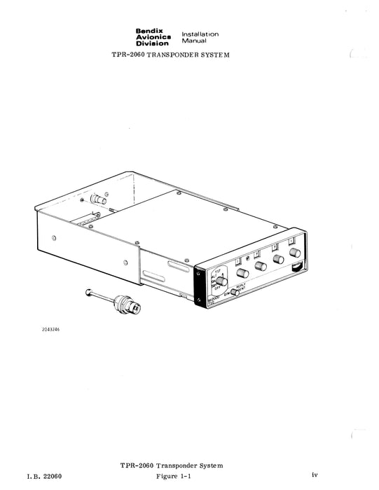 Bendix TPR-2060 ATC Transponder System Installation Manual (I.B.22060)