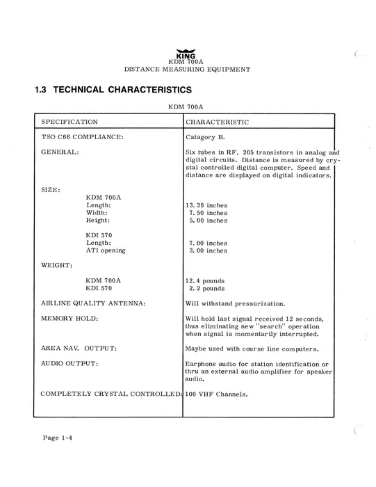 King KDM700A DME Installation Manual (KPN 006-0049-00)