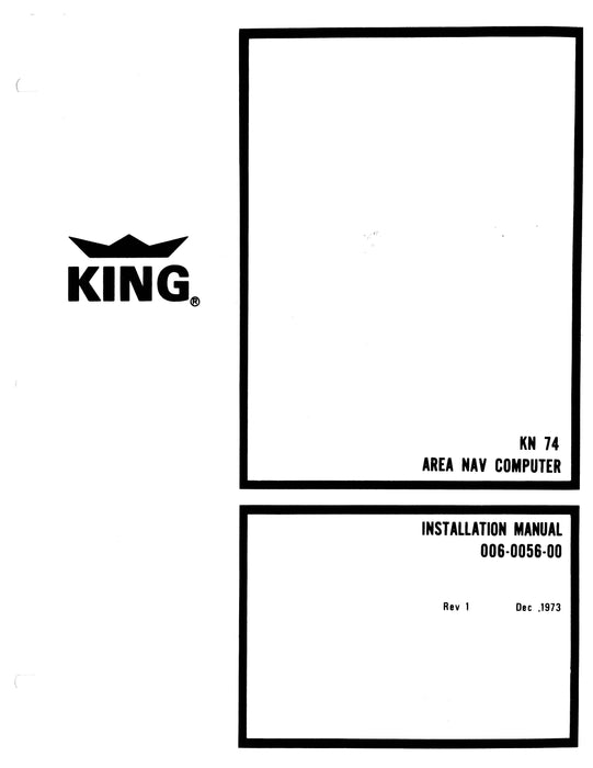 King KN 74 Area Nav Computer Installation Manual (006-0056-00)