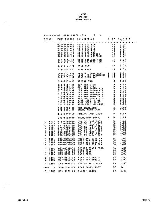 King KMC 95P Power Supply Installation-Maintenance Manual (006-5524-00)