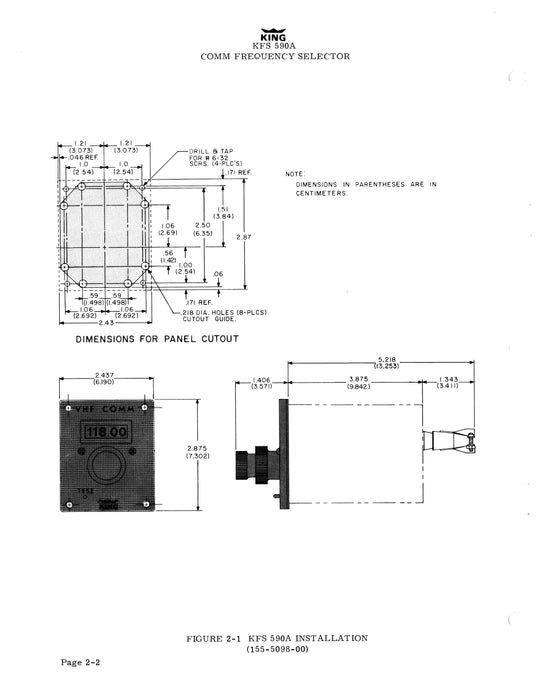 King KFS-590A Comm Frequency Selector Installation Manual (006-0083-00)