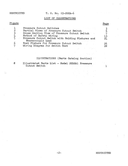 General Electric Company Pressure Cutout Switches 2CD2A1 & 2CD2A1A Instructions With Parts Catalog (03-20CA-6)