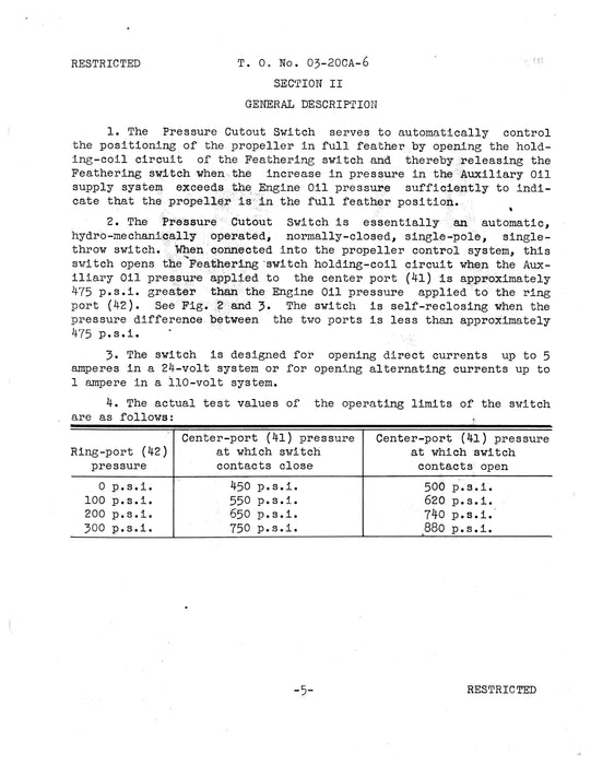 General Electric Company Pressure Cutout Switches 2CD2A1 & 2CD2A1A Instructions With Parts Catalog (03-20CA-6)