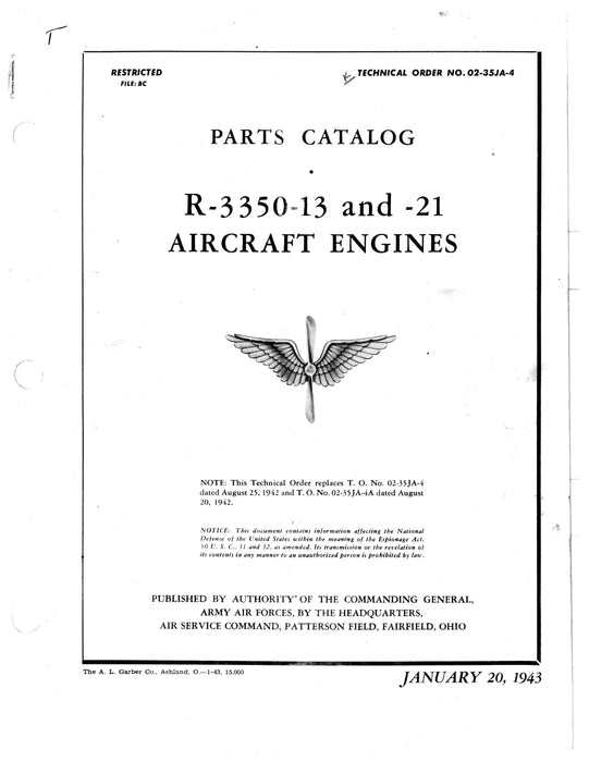 Wright Aeronautical R3350-13 and -21 Illustrated Parts Catalog (02-35JA-4)