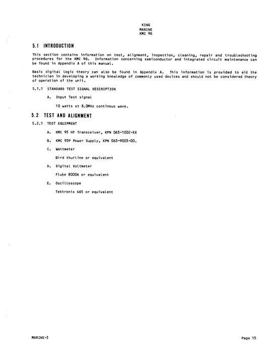 King KMC 96 Marine Antenna Coupler Installation-Maintenance Manual (006-5531-00)