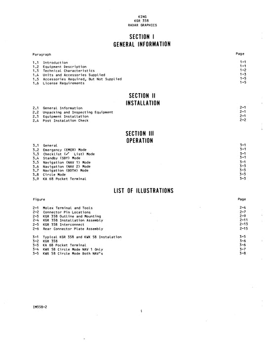 King KGR 358 Radar Graphics Installation-Maintenance Manual (006-0599-00)