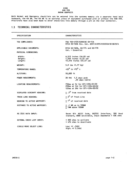 King KGR 358 Radar Graphics Installation-Maintenance Manual (006-0599-00)