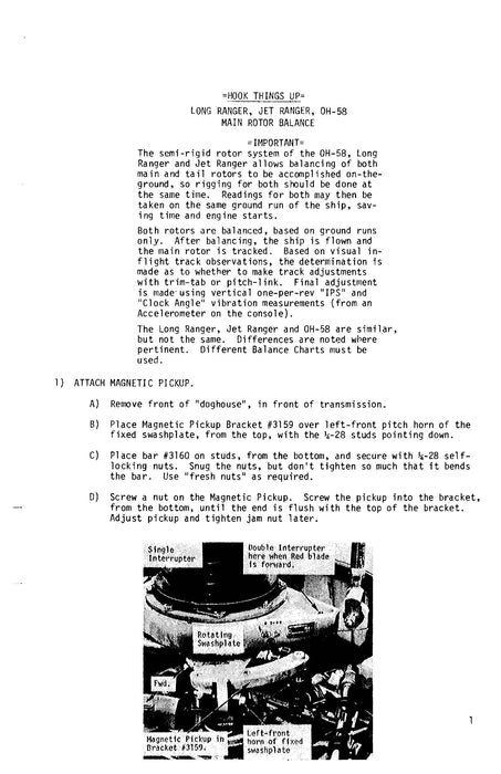 Bell Helicopter 206, 206L, OH-58 Main & Tail Rotors Track & Balance Checklist NO. 4300