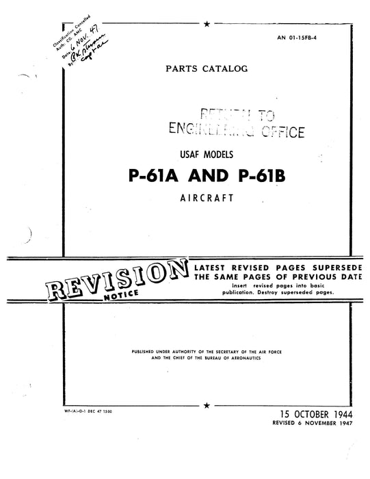 Northrop Aircraft Inc. P-61A,B 1944 Illustrated Parts Catalog (01-15FB-4)