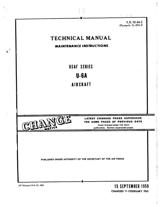 DeHavilland U-6A USAF Aircraft Maintenance Manual (1U-6A-2)