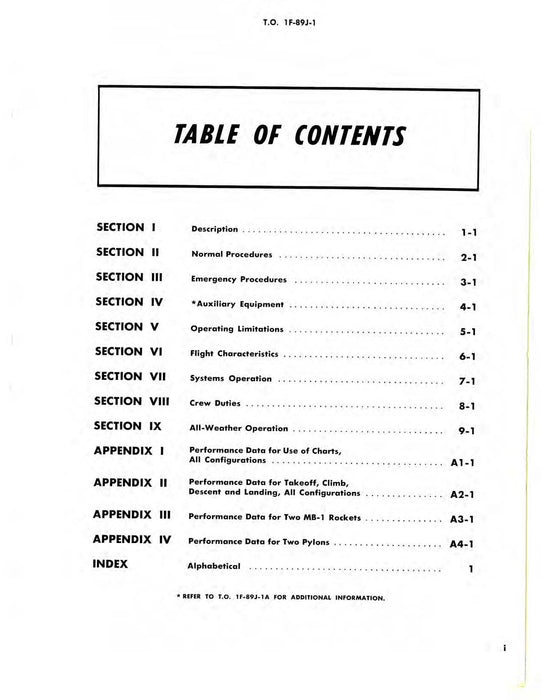 Northrop Aircraft Inc. F-89J Scorpion Flight Handbook (1F-89J-1)