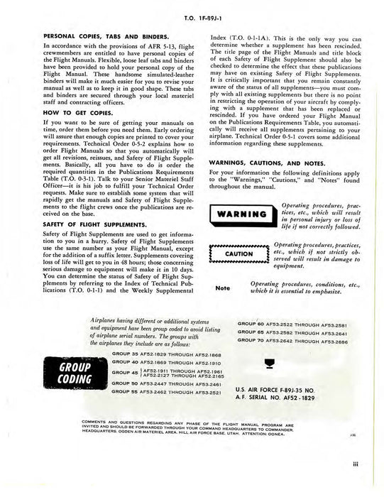 Northrop Aircraft Inc. F-89J Scorpion Flight Handbook (1F-89J-1)