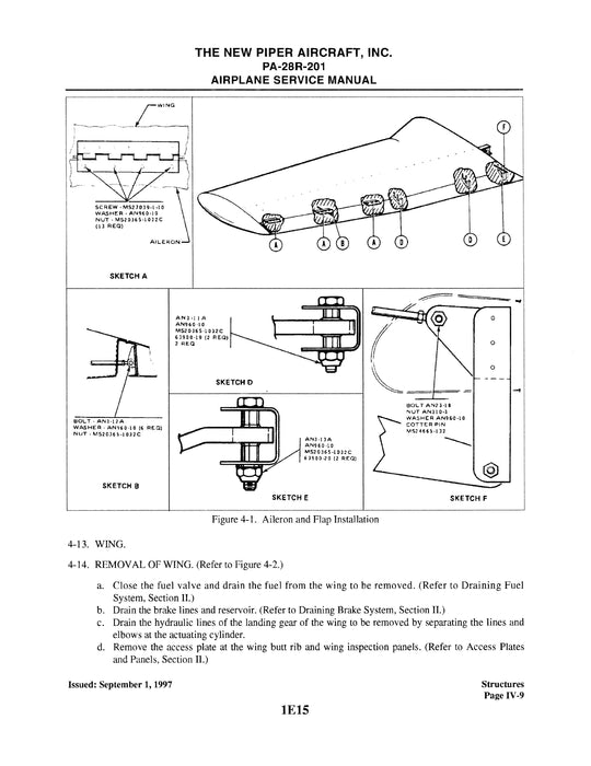 Piper PA-28R-201 Arrow Service Manual 761-895