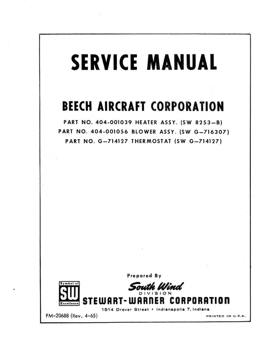 Stewart-Warner South Wind Heater 8253-B, Blower G-716307 Service Manual