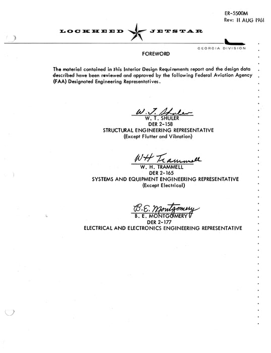 Lockheed Jetstar Interior Design Requirements Report ER-5500M