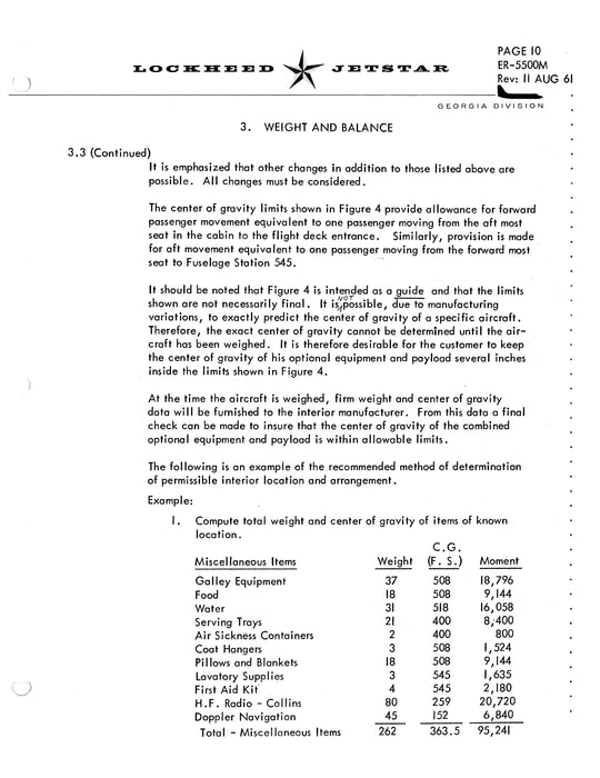 Lockheed Jetstar Interior Design Requirements Report ER-5500M