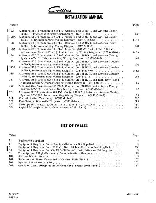 Collins Airborne SSB Transceivers 618T-1, 618T-2, 618T-3 Installation Manual 520-5970006-201116