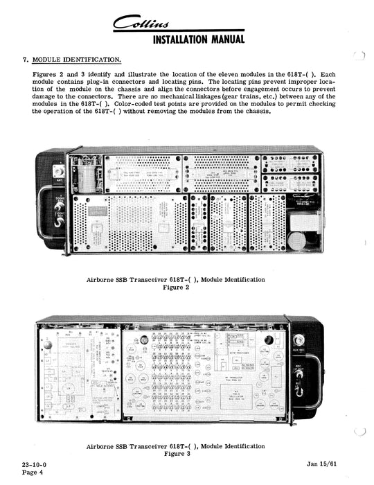 Collins Airborne SSB Transceivers 618T-1, 618T-2, 618T-3 Installation Manual 520-5970006-201116