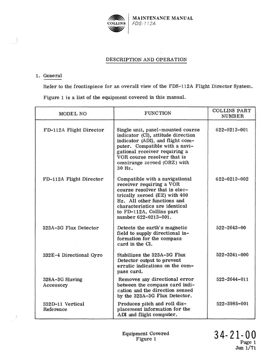 Collins FDS-112A Flight Director System Maintenance Manual with Installation Data 523-0763801-101114