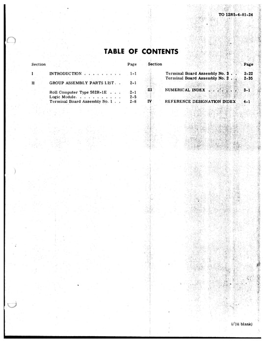 Collins 562R-1E Roll Computer Illustrated Parts Manual TO 12R5-4-81-24