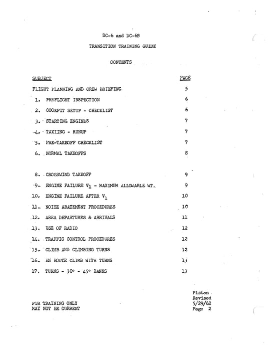 Douglas DC-6/7 Basic Flight Officer Program