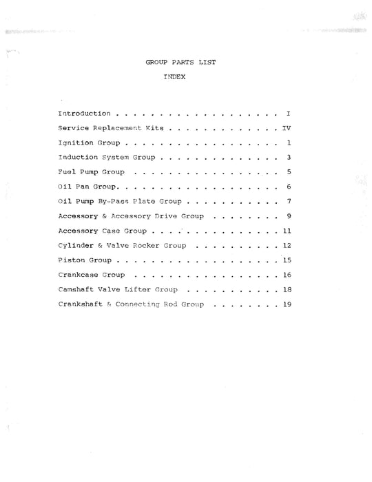 Franklin 6A4-165-B3, -B4 Service Parts List Not Illustrated