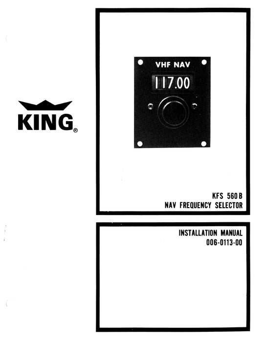 King KFS-560B Nav Frequency Selector Installation Manual (006-0113-00)