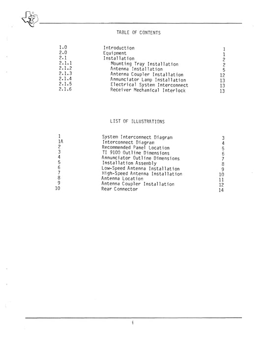 Texas Instruments TI 9100 Loran C Navigation System Installation Data for Beechcraft Baron 55/56/58 Series