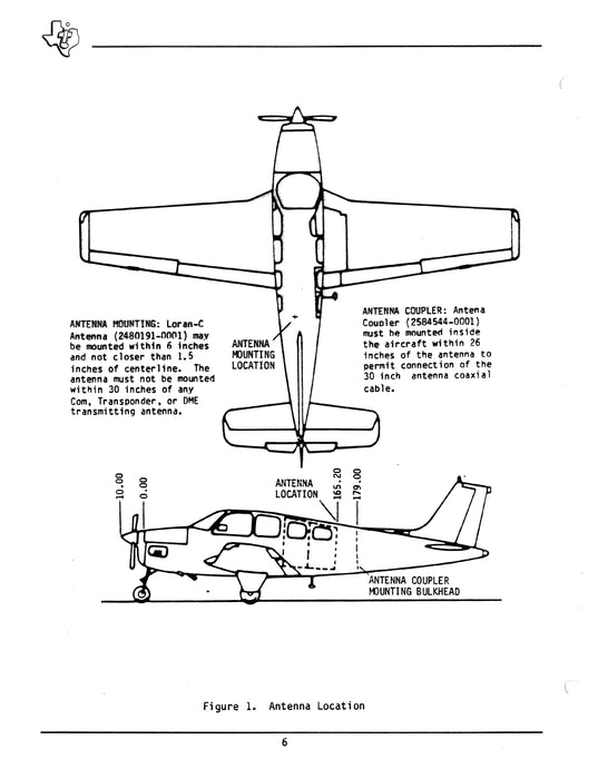 Texas Instruments TI 9100 Loran C Navigation System Installation Data for Beechcraft Bonanza 33/35/36 Series