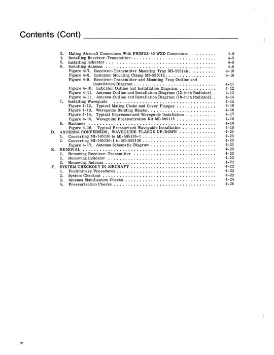 RCA - Primus - Honeywell - Sperry Primus-40 WXD Digital Radar System Description and Installation Manual (IB8029049)