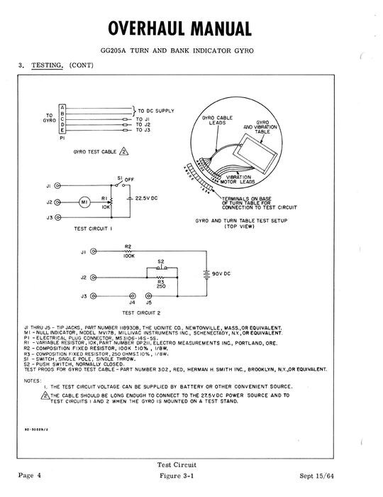 Beechcraft H-14 Autopilot GG205A3, A4 Turn and Bank Gyro Indicator Overhaul Instructions 92-30229