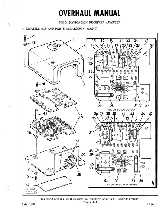 Beechcraft H-14 Autopilot DG104A1, B1 Adapter Overhaul Instructions 92-30230