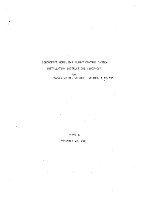 Beechcraft B-4 Flight Control System Installation 11905-09A for 95-55, A55, B55, C55