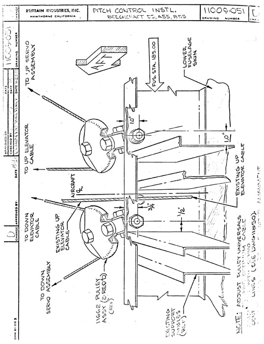 Beechcraft B-4 Flight Control System Installation 11905-09A for 95-55, A55, B55, C55