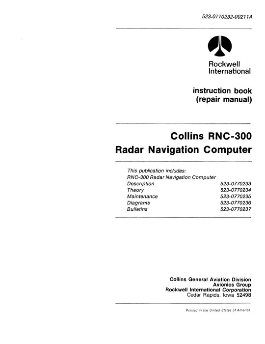 Collins RNC-300 Instruction Book (Repair Manual)1987 (523-0770232-00211A)