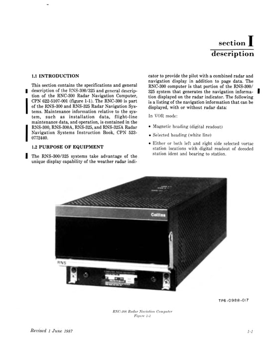 Collins RNC-300 Instruction Book (Repair Manual)1987 (523-0770232-00211A)