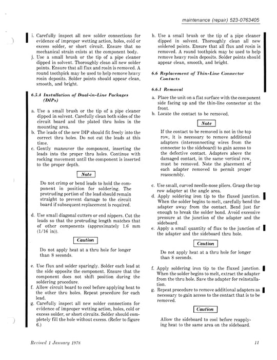 Collins Repair (Maintenance) Instructions for Planar Assemblies and Cables 523-0763405-003G18