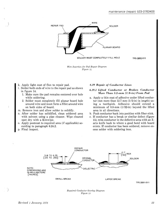 Collins Repair (Maintenance) Instructions for Planar Assemblies and Cables 523-0763405-003G18