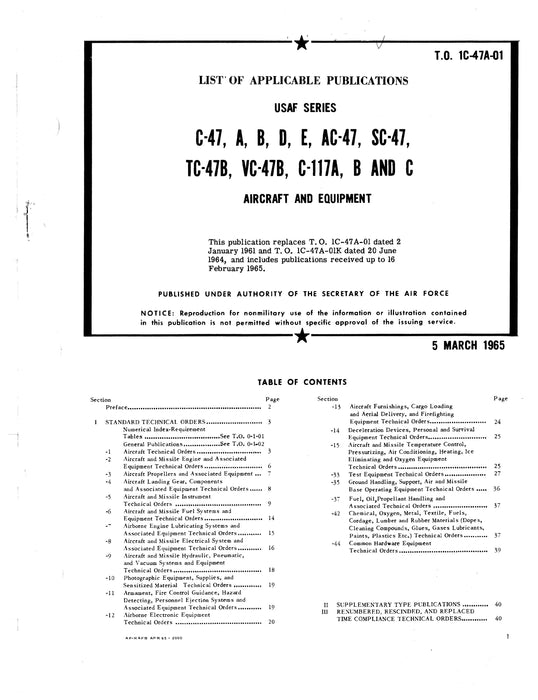 McDonnell Douglas C-47 Series List of Applicable Publications 1C-47A-01