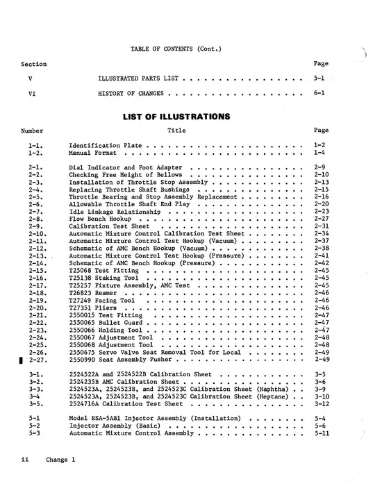 Bendix Model RSA-5AB1 Fuel Injector Overhaul Manual with Illustrated Parts Form 15-419B