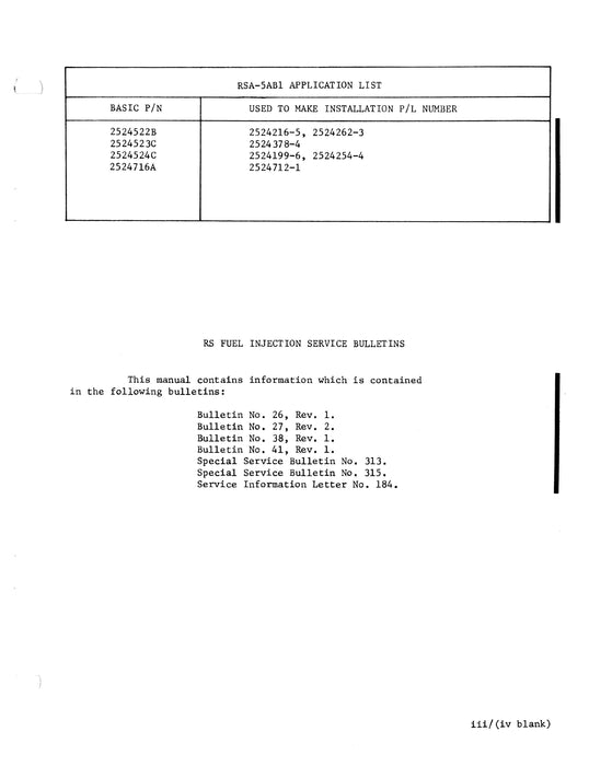 Bendix Model RSA-5AB1 Fuel Injector Overhaul Manual with Illustrated Parts Form 15-419B