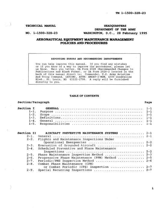 Aeronautical Equipment Maintenance Management Policies and Procedures TM 1-1500-328-23