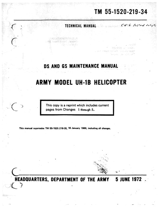 Bell Helicopter UH-1B DS and GS Maintenance Manual TM 55-1520-219-34