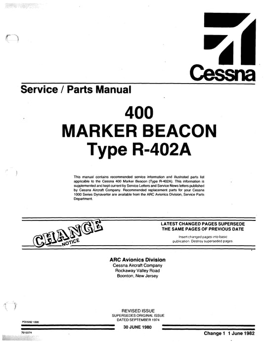 Cessna 400 Marker Beacon R-402A Maintenance and Parts Manual 7010374