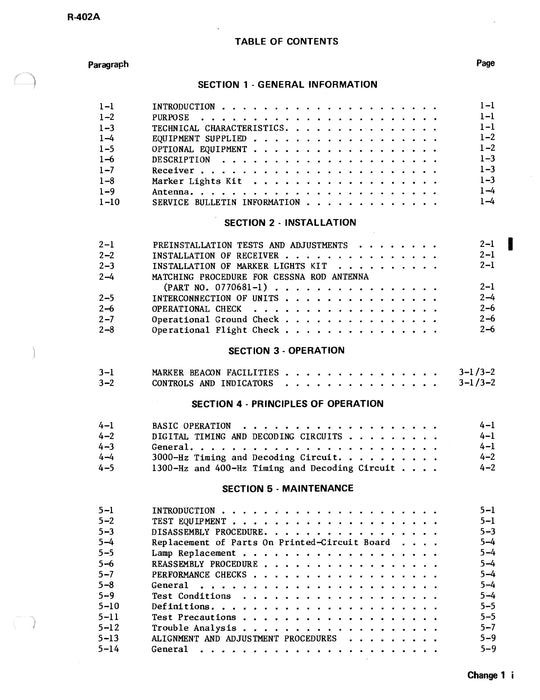 Cessna 400 Marker Beacon R-402A Maintenance and Parts Manual 7010374