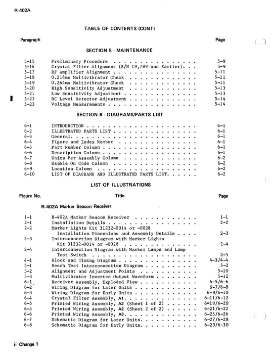 Cessna 400 Marker Beacon R-402A Maintenance and Parts Manual 7010374